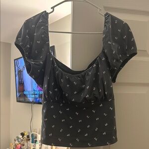 Black Floral Women's Top
